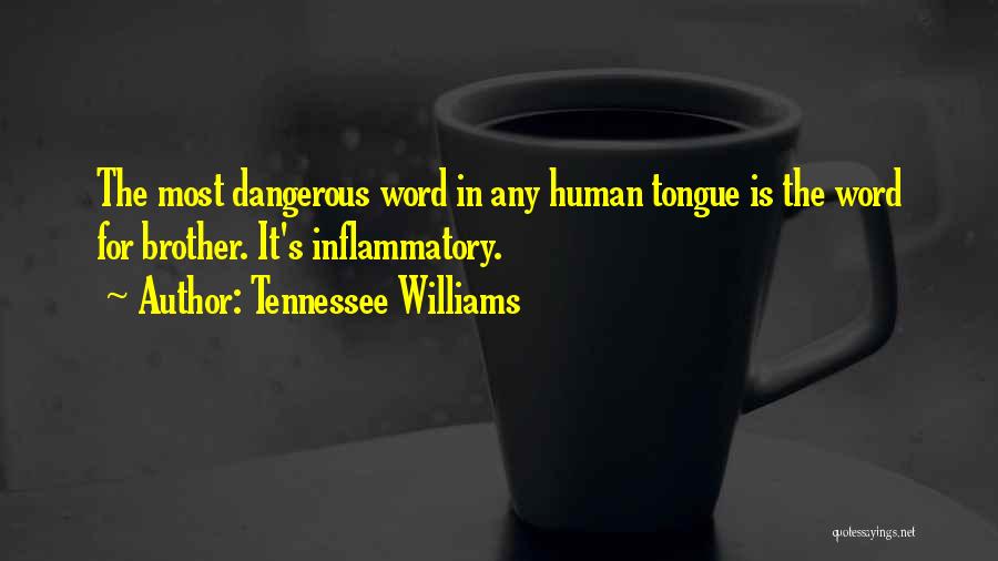 Tennessee Williams Quotes: The Most Dangerous Word In Any Human Tongue Is The Word For Brother. It's Inflammatory.