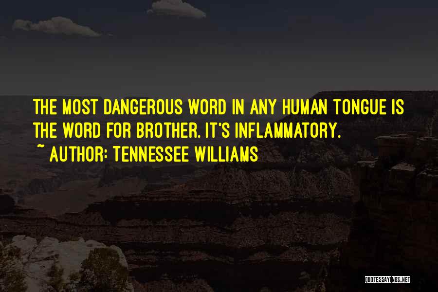 Tennessee Williams Quotes: The Most Dangerous Word In Any Human Tongue Is The Word For Brother. It's Inflammatory.