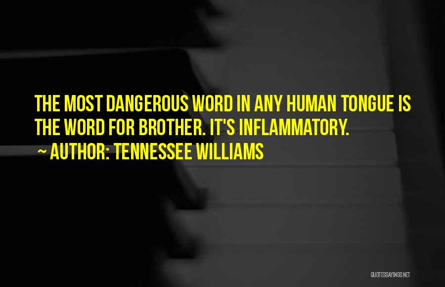 Tennessee Williams Quotes: The Most Dangerous Word In Any Human Tongue Is The Word For Brother. It's Inflammatory.