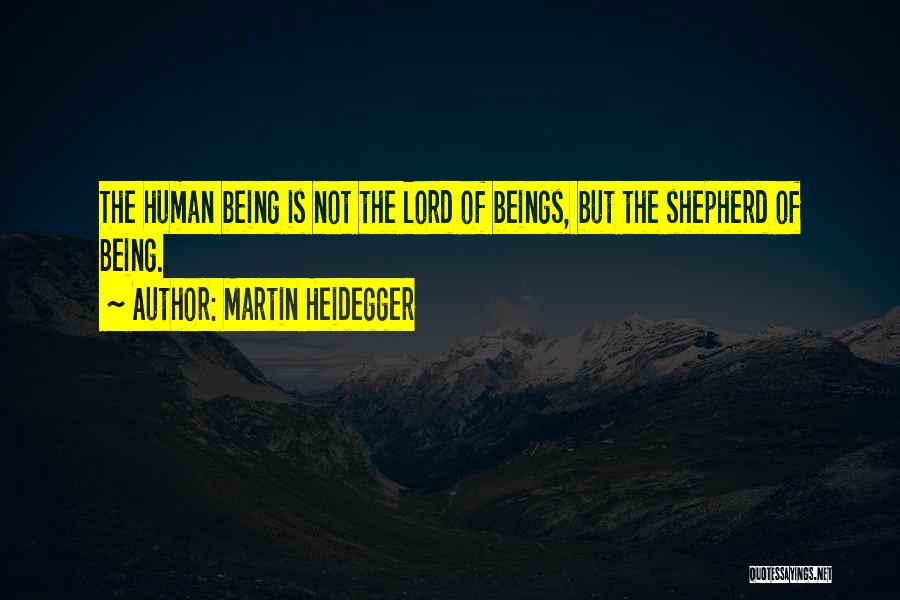 Martin Heidegger Quotes: The Human Being Is Not The Lord Of Beings, But The Shepherd Of Being.