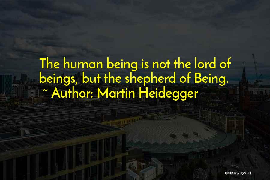 Martin Heidegger Quotes: The Human Being Is Not The Lord Of Beings, But The Shepherd Of Being.