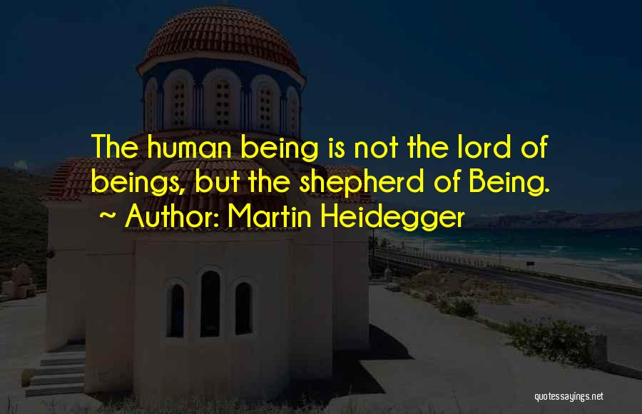 Martin Heidegger Quotes: The Human Being Is Not The Lord Of Beings, But The Shepherd Of Being.