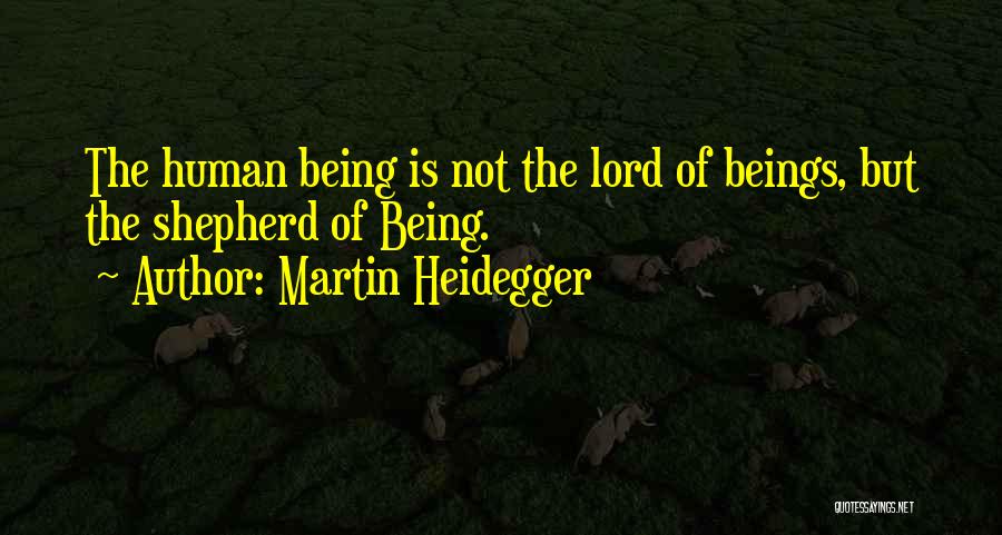 Martin Heidegger Quotes: The Human Being Is Not The Lord Of Beings, But The Shepherd Of Being.