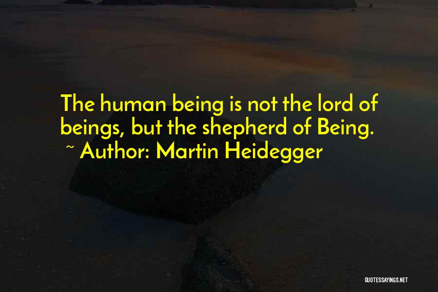 Martin Heidegger Quotes: The Human Being Is Not The Lord Of Beings, But The Shepherd Of Being.
