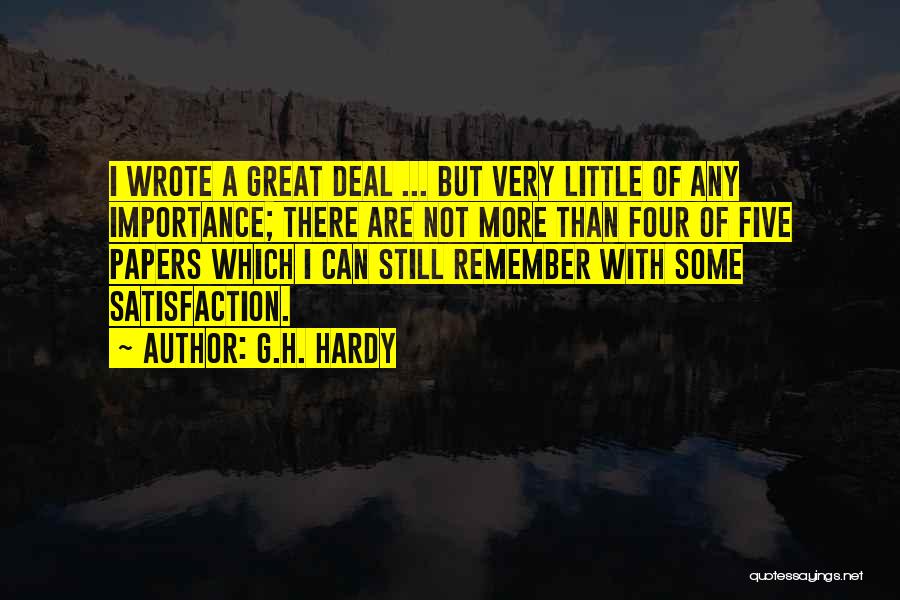 G.H. Hardy Quotes: I Wrote A Great Deal ... But Very Little Of Any Importance; There Are Not More Than Four Of Five