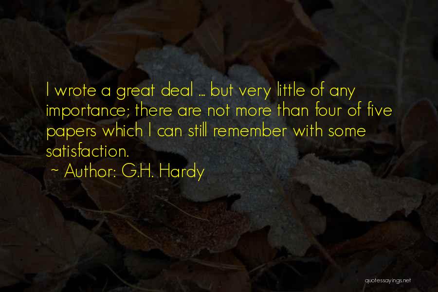 G.H. Hardy Quotes: I Wrote A Great Deal ... But Very Little Of Any Importance; There Are Not More Than Four Of Five