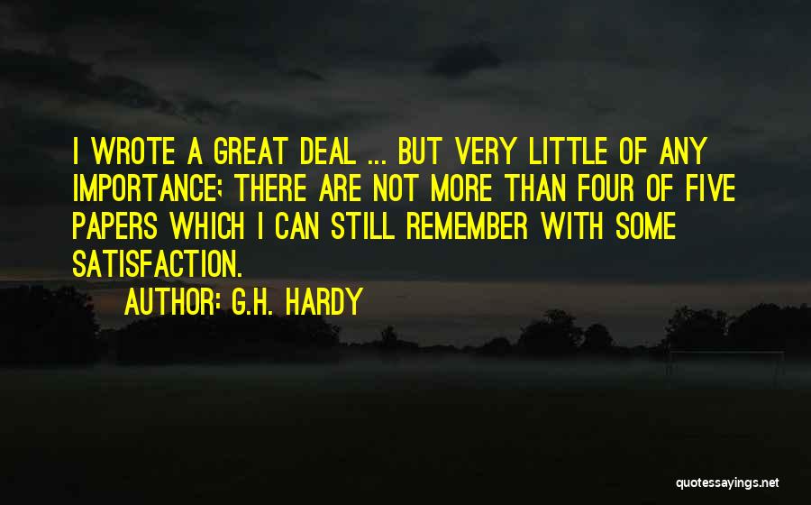 G.H. Hardy Quotes: I Wrote A Great Deal ... But Very Little Of Any Importance; There Are Not More Than Four Of Five