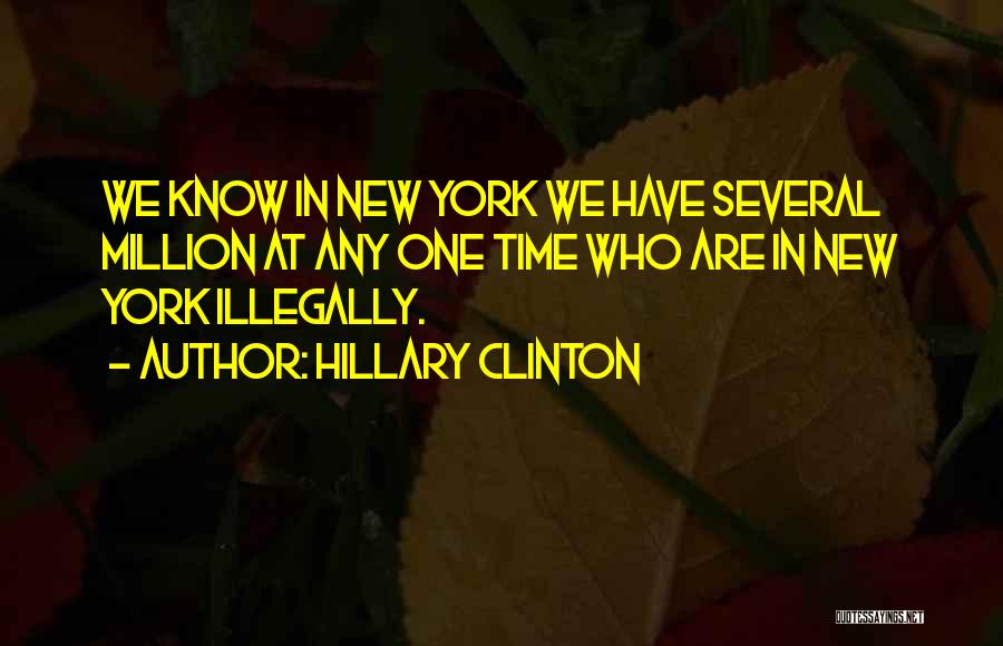 Hillary Clinton Quotes: We Know In New York We Have Several Million At Any One Time Who Are In New York Illegally.