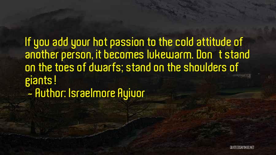 Israelmore Ayivor Quotes: If You Add Your Hot Passion To The Cold Attitude Of Another Person, It Becomes Lukewarm. Don't Stand On The