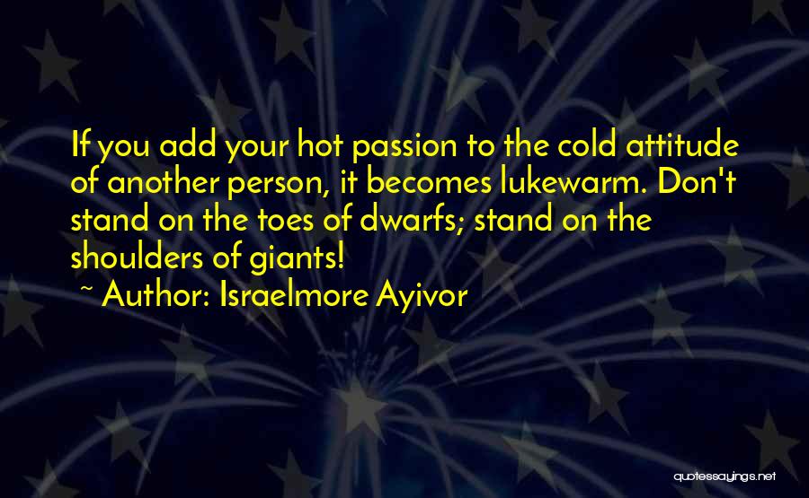 Israelmore Ayivor Quotes: If You Add Your Hot Passion To The Cold Attitude Of Another Person, It Becomes Lukewarm. Don't Stand On The