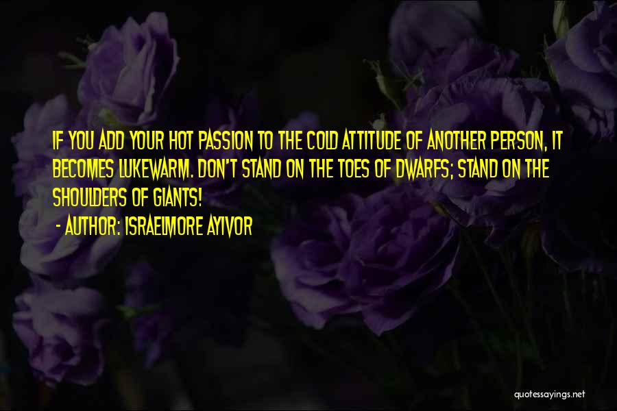 Israelmore Ayivor Quotes: If You Add Your Hot Passion To The Cold Attitude Of Another Person, It Becomes Lukewarm. Don't Stand On The