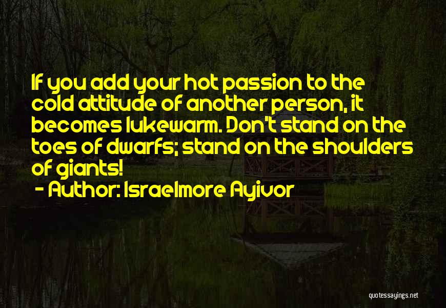 Israelmore Ayivor Quotes: If You Add Your Hot Passion To The Cold Attitude Of Another Person, It Becomes Lukewarm. Don't Stand On The
