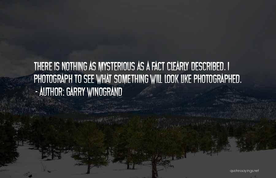 Garry Winogrand Quotes: There Is Nothing As Mysterious As A Fact Clearly Described. I Photograph To See What Something Will Look Like Photographed.