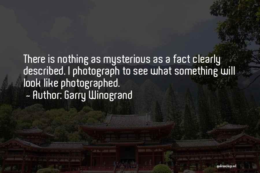 Garry Winogrand Quotes: There Is Nothing As Mysterious As A Fact Clearly Described. I Photograph To See What Something Will Look Like Photographed.