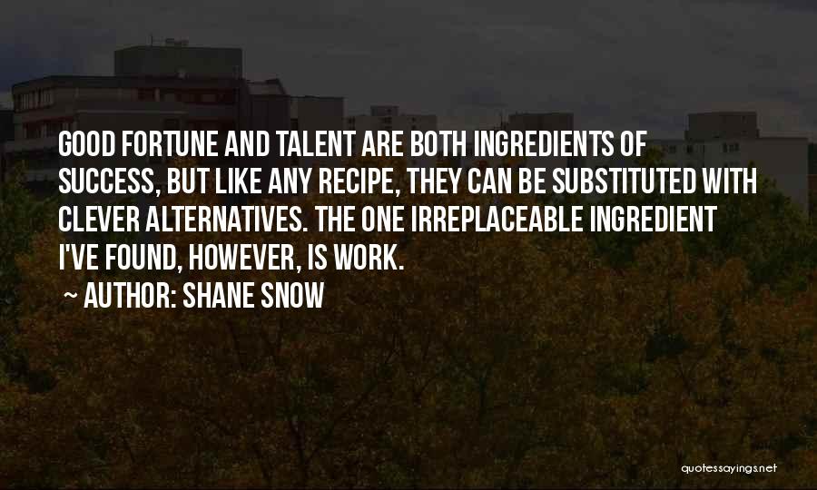 Shane Snow Quotes: Good Fortune And Talent Are Both Ingredients Of Success, But Like Any Recipe, They Can Be Substituted With Clever Alternatives.