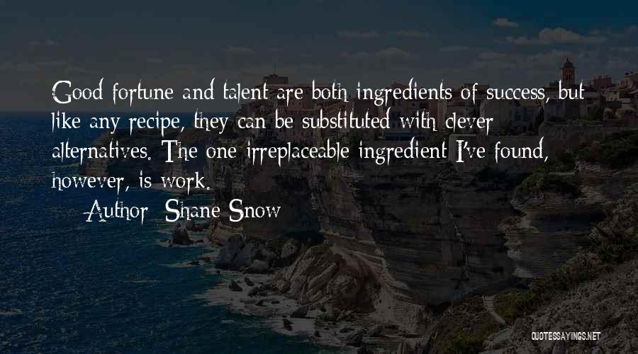 Shane Snow Quotes: Good Fortune And Talent Are Both Ingredients Of Success, But Like Any Recipe, They Can Be Substituted With Clever Alternatives.