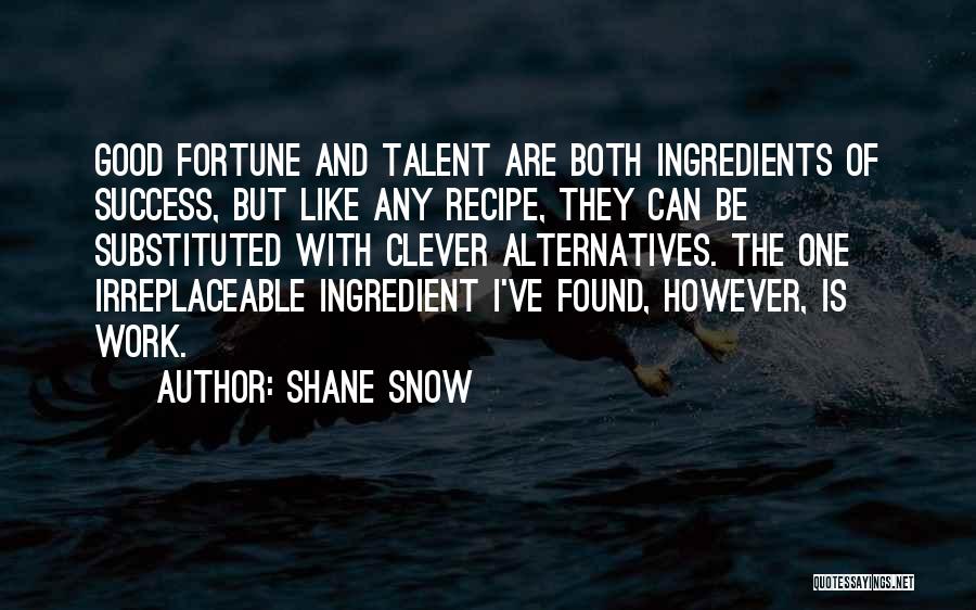 Shane Snow Quotes: Good Fortune And Talent Are Both Ingredients Of Success, But Like Any Recipe, They Can Be Substituted With Clever Alternatives.