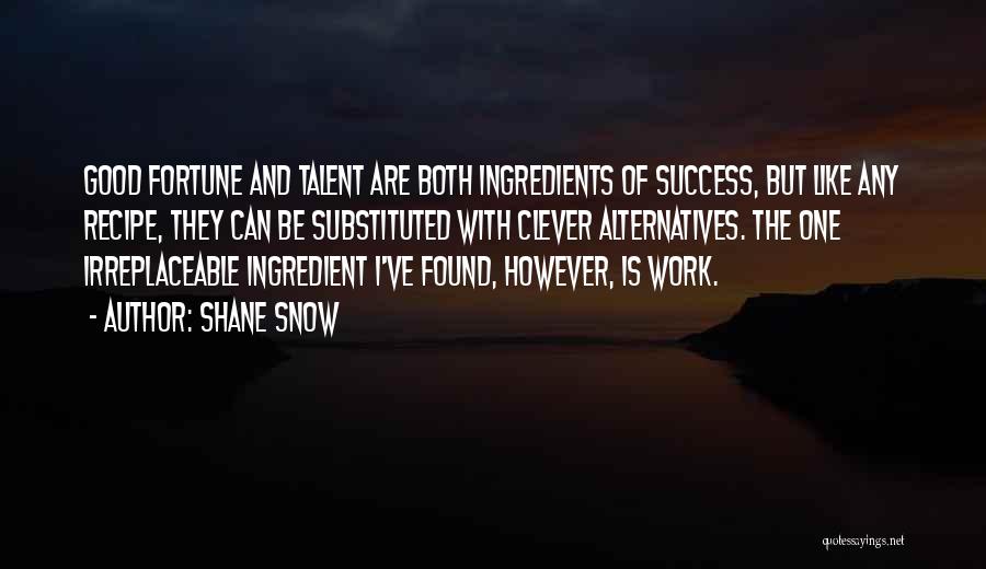 Shane Snow Quotes: Good Fortune And Talent Are Both Ingredients Of Success, But Like Any Recipe, They Can Be Substituted With Clever Alternatives.