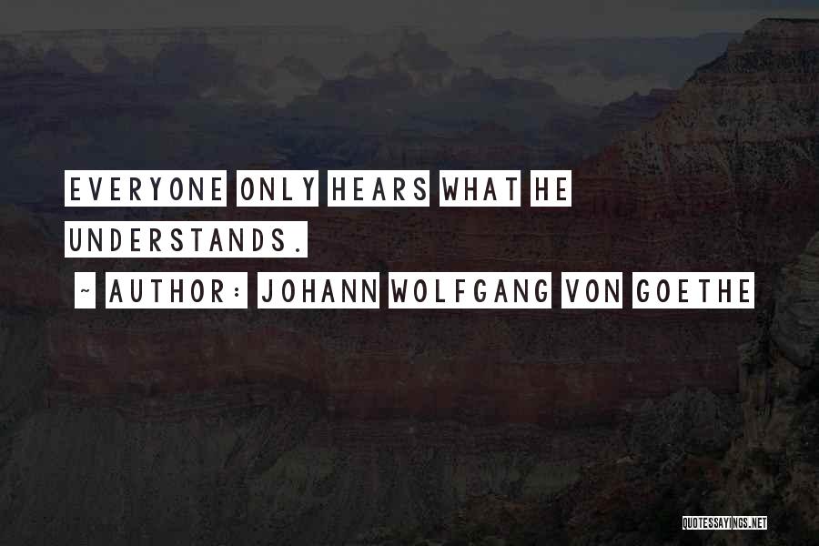 Johann Wolfgang Von Goethe Quotes: Everyone Only Hears What He Understands.