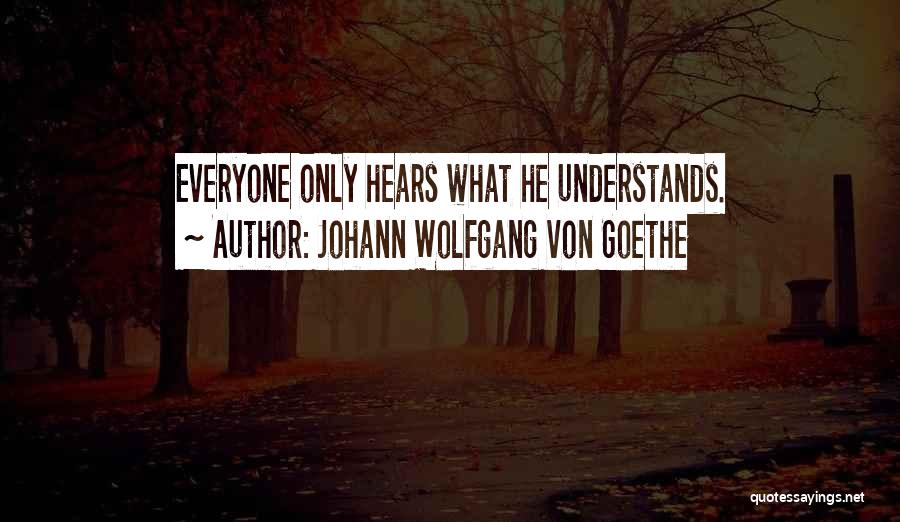 Johann Wolfgang Von Goethe Quotes: Everyone Only Hears What He Understands.