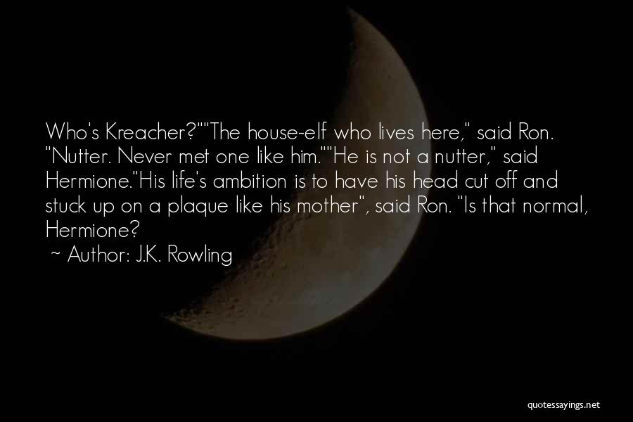 J.K. Rowling Quotes: Who's Kreacher?the House-elf Who Lives Here, Said Ron. Nutter. Never Met One Like Him.he Is Not A Nutter, Said Hermione.his