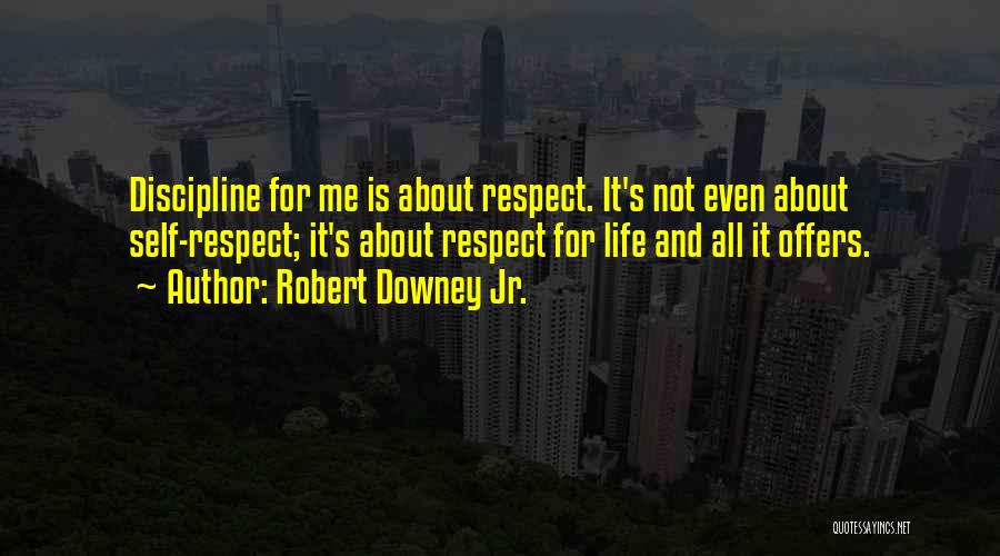 Robert Downey Jr. Quotes: Discipline For Me Is About Respect. It's Not Even About Self-respect; It's About Respect For Life And All It Offers.