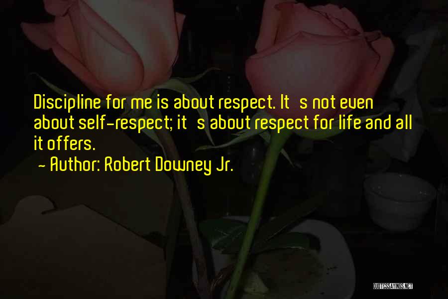 Robert Downey Jr. Quotes: Discipline For Me Is About Respect. It's Not Even About Self-respect; It's About Respect For Life And All It Offers.