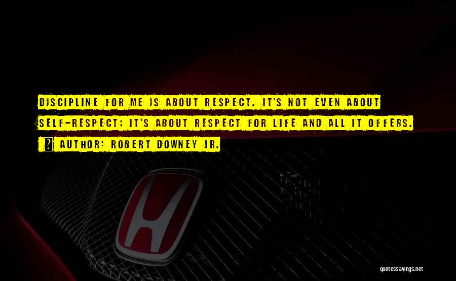 Robert Downey Jr. Quotes: Discipline For Me Is About Respect. It's Not Even About Self-respect; It's About Respect For Life And All It Offers.