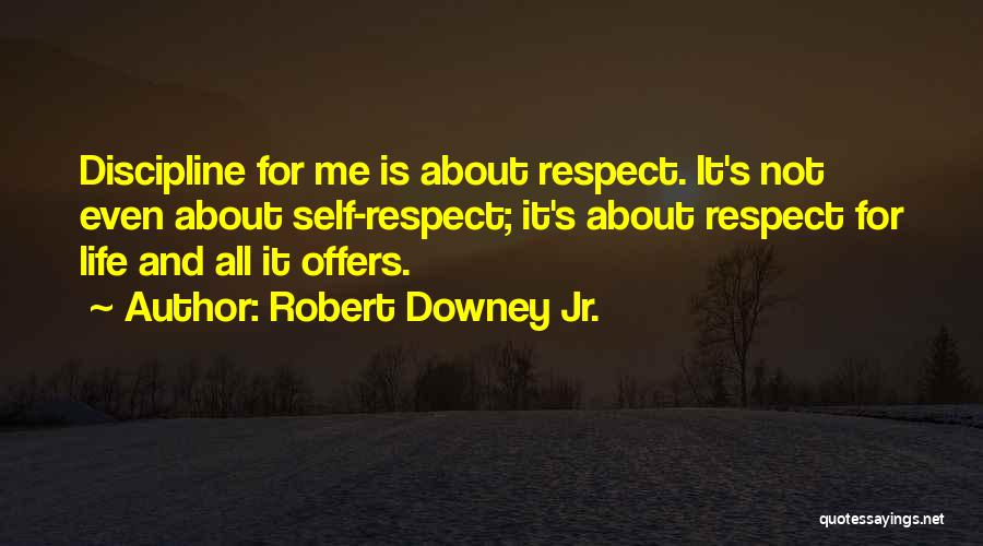 Robert Downey Jr. Quotes: Discipline For Me Is About Respect. It's Not Even About Self-respect; It's About Respect For Life And All It Offers.