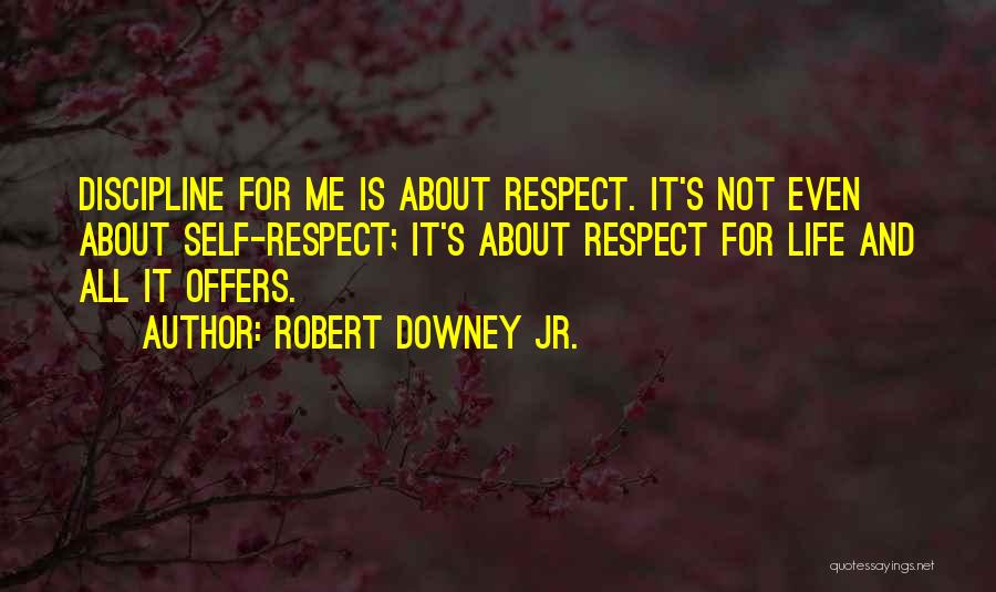 Robert Downey Jr. Quotes: Discipline For Me Is About Respect. It's Not Even About Self-respect; It's About Respect For Life And All It Offers.