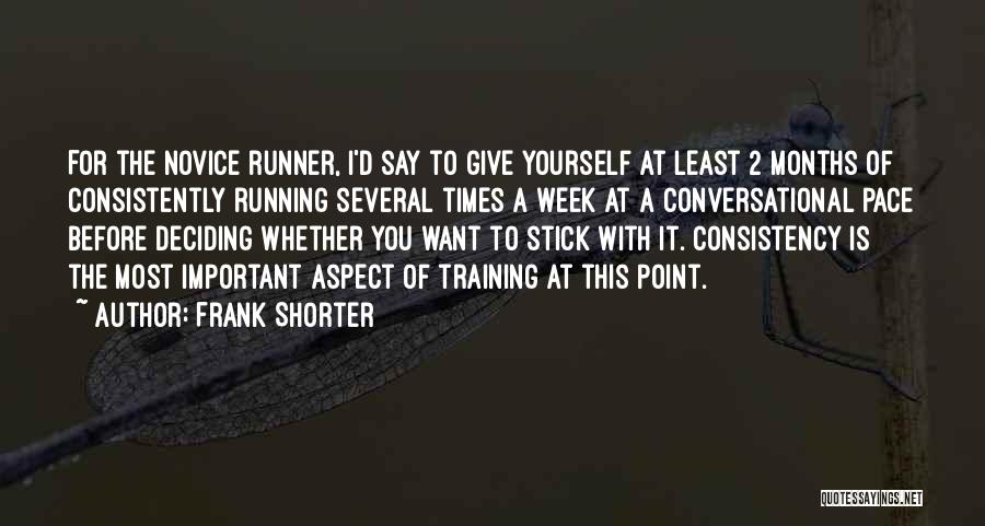 Frank Shorter Quotes: For The Novice Runner, I'd Say To Give Yourself At Least 2 Months Of Consistently Running Several Times A Week