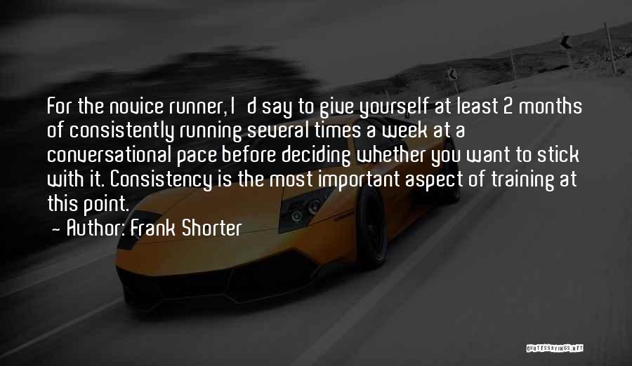 Frank Shorter Quotes: For The Novice Runner, I'd Say To Give Yourself At Least 2 Months Of Consistently Running Several Times A Week