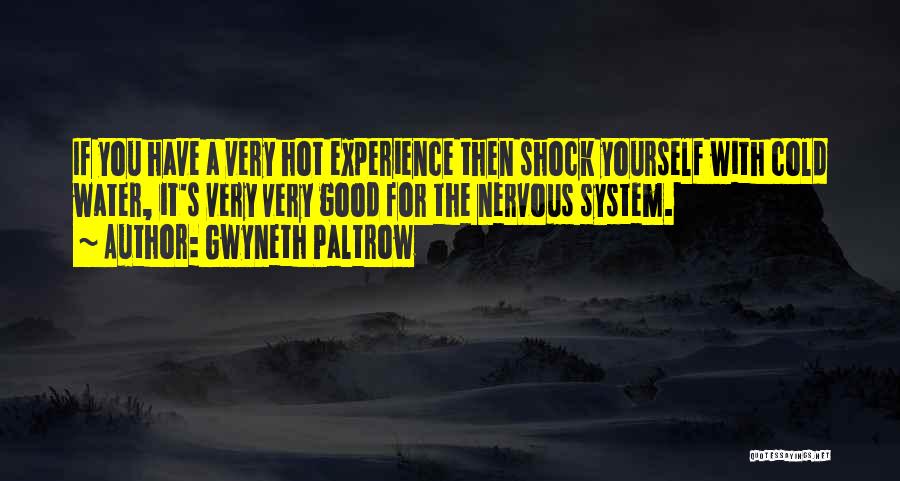 Gwyneth Paltrow Quotes: If You Have A Very Hot Experience Then Shock Yourself With Cold Water, It's Very Very Good For The Nervous