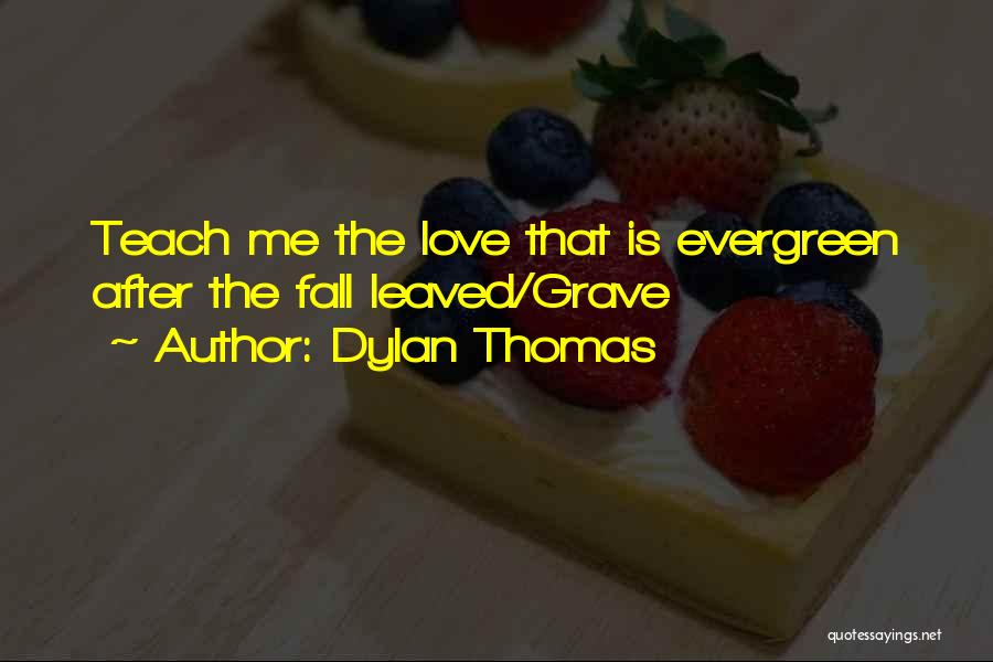 Dylan Thomas Quotes: Teach Me The Love That Is Evergreen After The Fall Leaved/grave