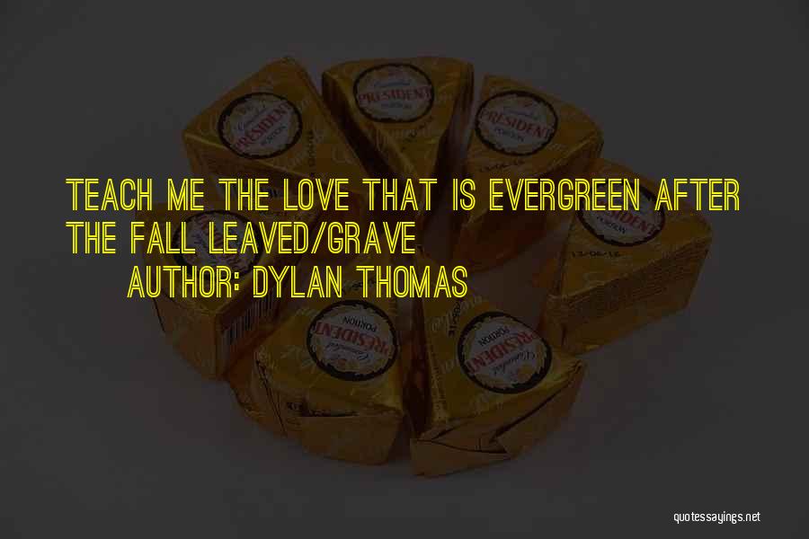 Dylan Thomas Quotes: Teach Me The Love That Is Evergreen After The Fall Leaved/grave