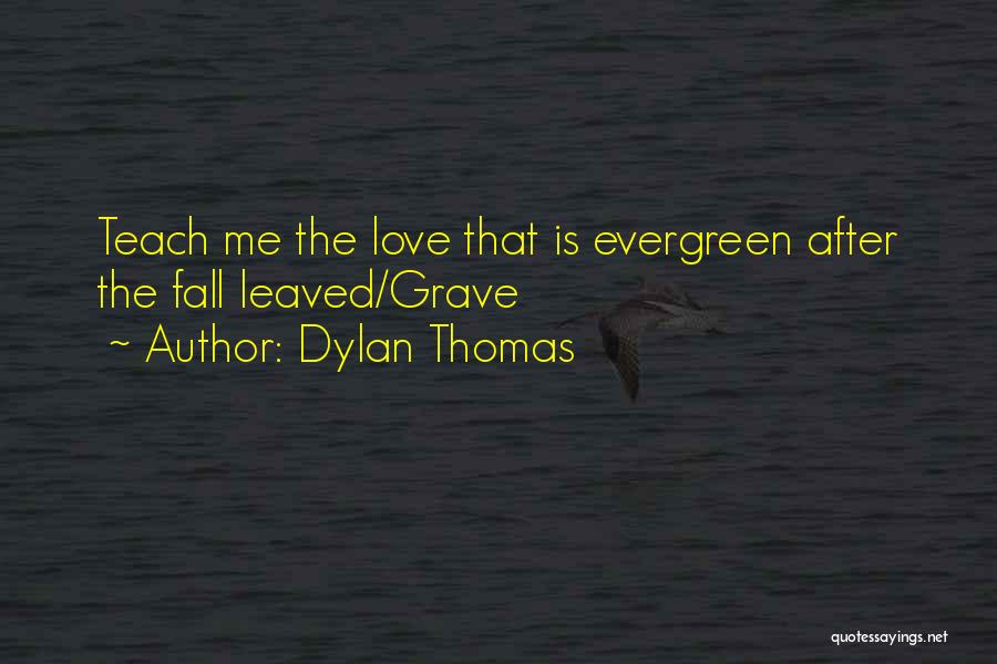 Dylan Thomas Quotes: Teach Me The Love That Is Evergreen After The Fall Leaved/grave