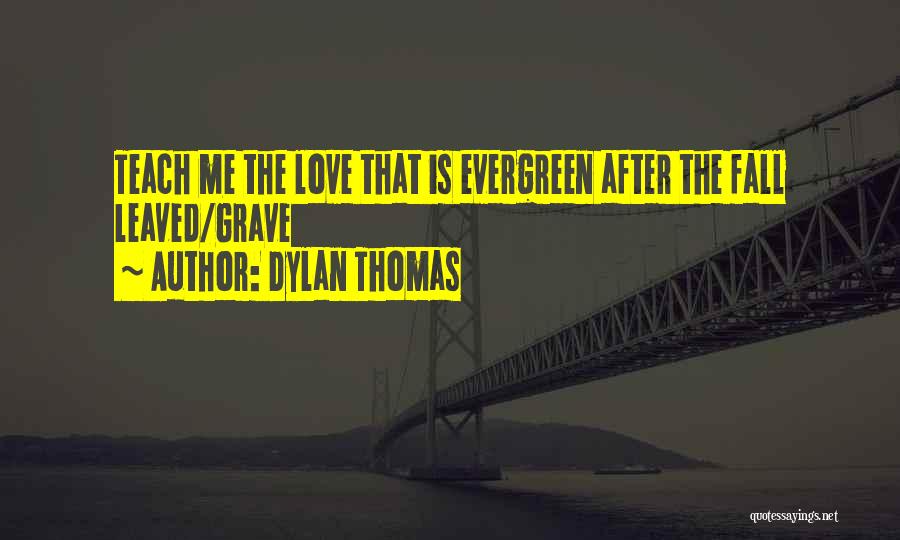 Dylan Thomas Quotes: Teach Me The Love That Is Evergreen After The Fall Leaved/grave