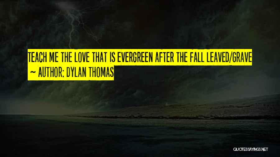 Dylan Thomas Quotes: Teach Me The Love That Is Evergreen After The Fall Leaved/grave