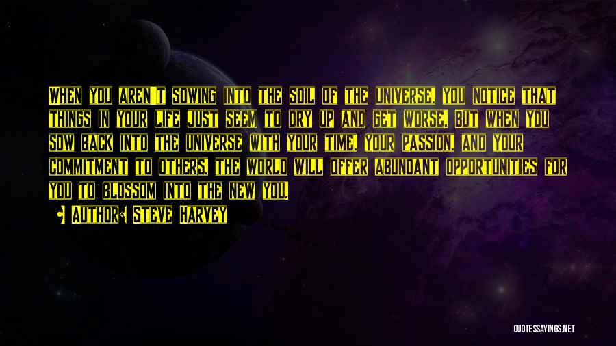 Steve Harvey Quotes: When You Aren't Sowing Into The Soil Of The Universe, You Notice That Things In Your Life Just Seem To