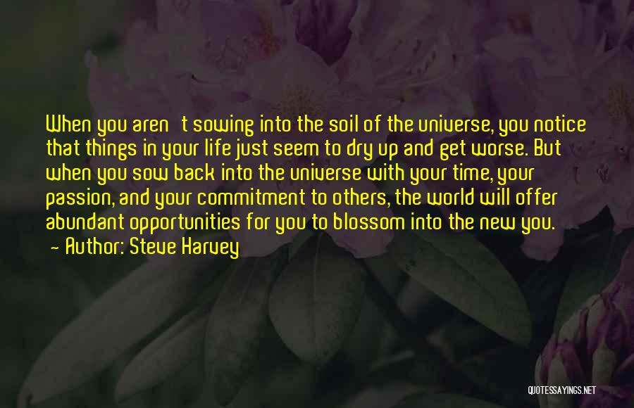 Steve Harvey Quotes: When You Aren't Sowing Into The Soil Of The Universe, You Notice That Things In Your Life Just Seem To