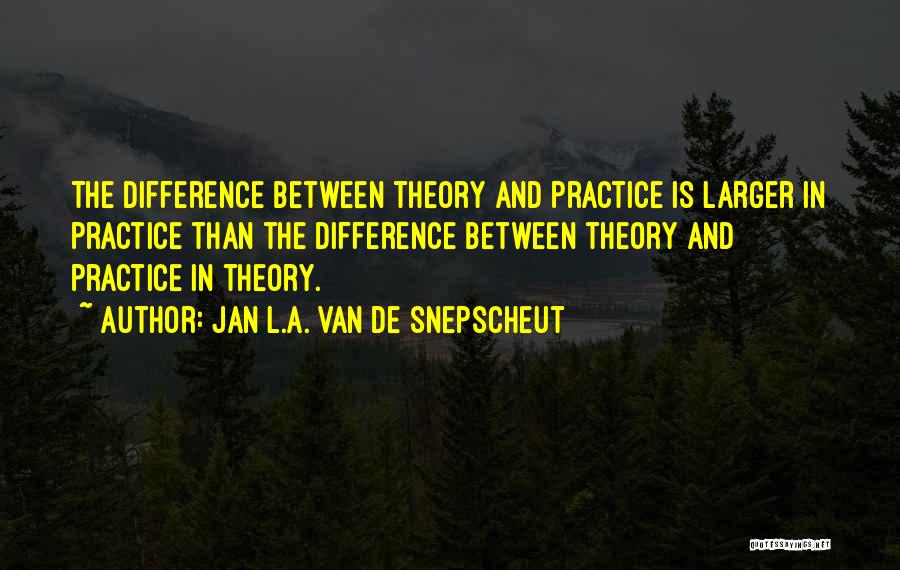 Jan L.A. Van De Snepscheut Quotes: The Difference Between Theory And Practice Is Larger In Practice Than The Difference Between Theory And Practice In Theory.