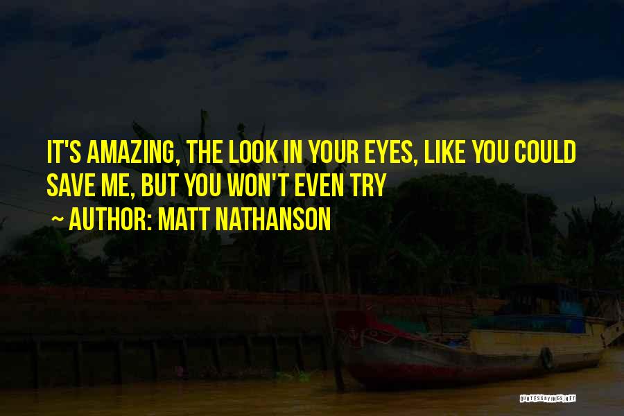 Matt Nathanson Quotes: It's Amazing, The Look In Your Eyes, Like You Could Save Me, But You Won't Even Try