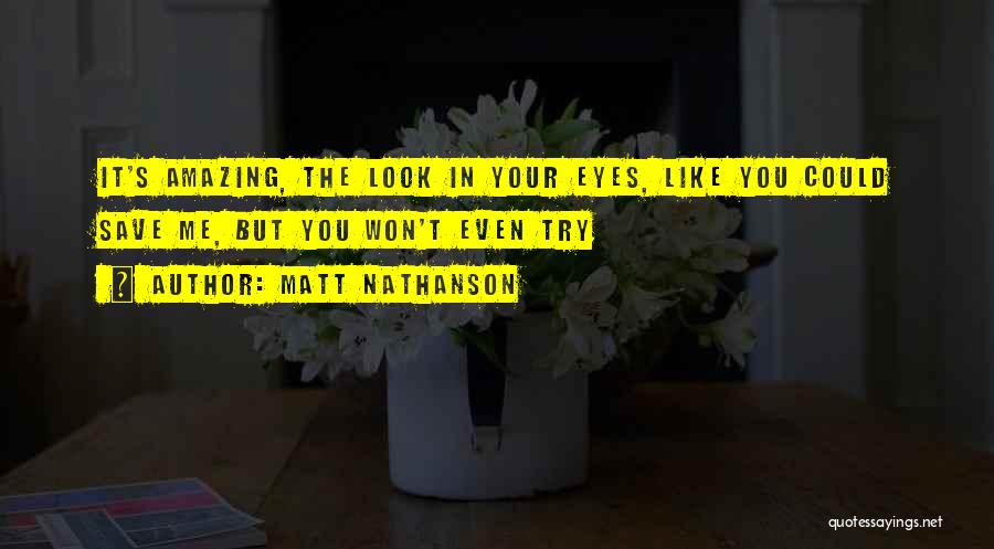 Matt Nathanson Quotes: It's Amazing, The Look In Your Eyes, Like You Could Save Me, But You Won't Even Try