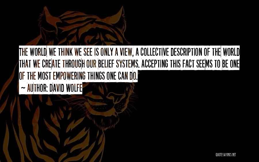 David Wolfe Quotes: The World We Think We See Is Only A View, A Collective Description Of The World That We Create Through