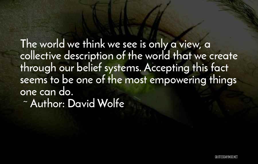 David Wolfe Quotes: The World We Think We See Is Only A View, A Collective Description Of The World That We Create Through