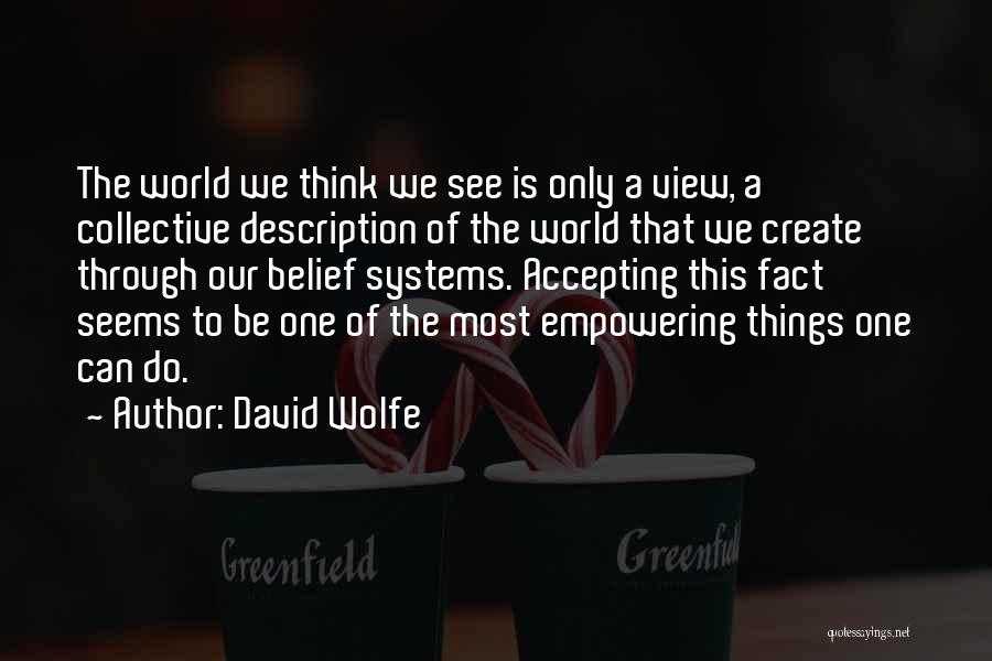 David Wolfe Quotes: The World We Think We See Is Only A View, A Collective Description Of The World That We Create Through