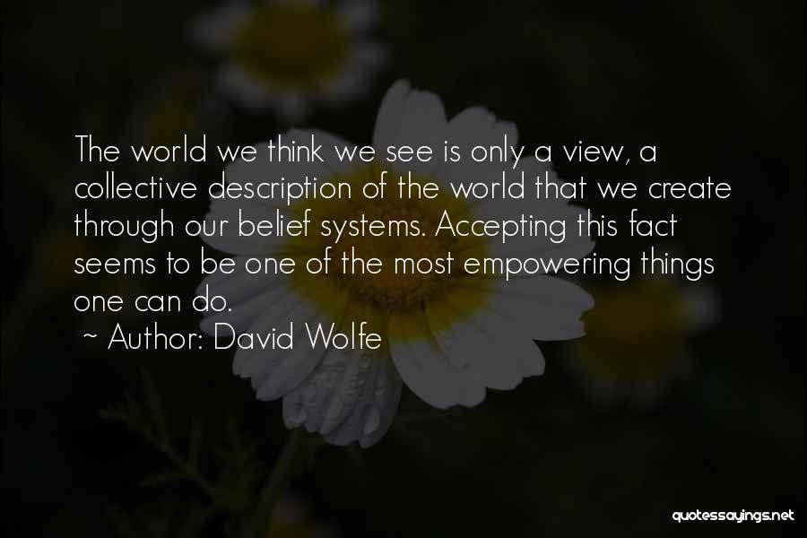 David Wolfe Quotes: The World We Think We See Is Only A View, A Collective Description Of The World That We Create Through