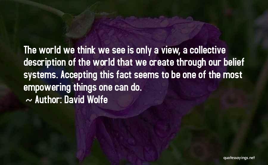 David Wolfe Quotes: The World We Think We See Is Only A View, A Collective Description Of The World That We Create Through