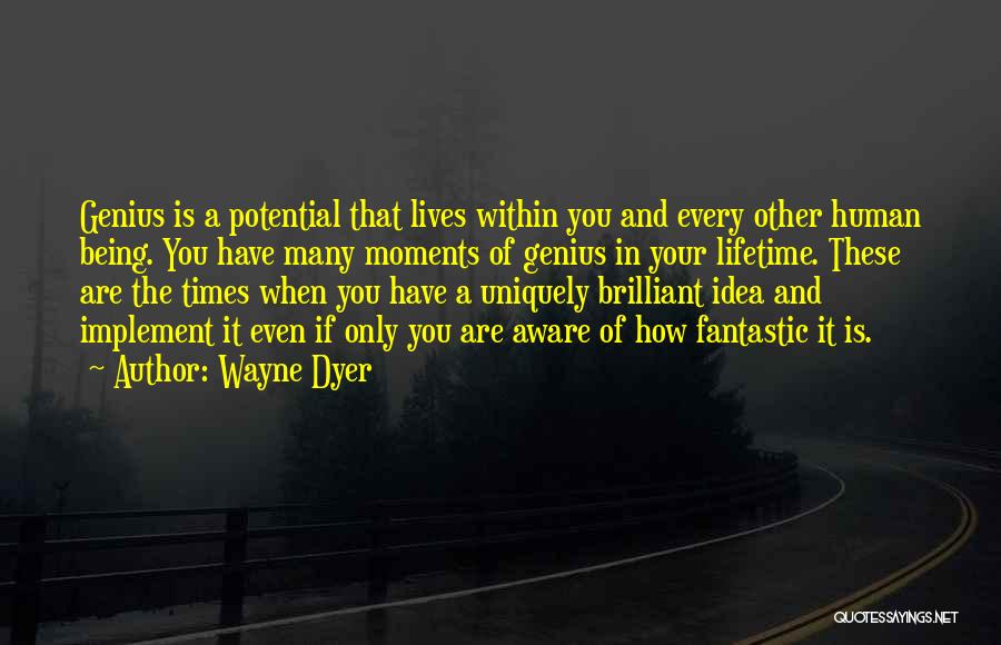 Wayne Dyer Quotes: Genius Is A Potential That Lives Within You And Every Other Human Being. You Have Many Moments Of Genius In