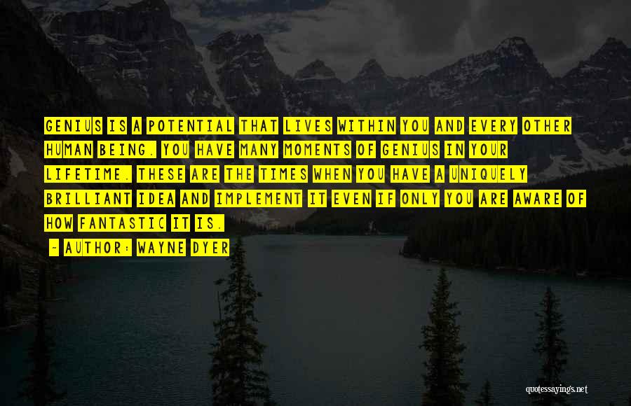 Wayne Dyer Quotes: Genius Is A Potential That Lives Within You And Every Other Human Being. You Have Many Moments Of Genius In